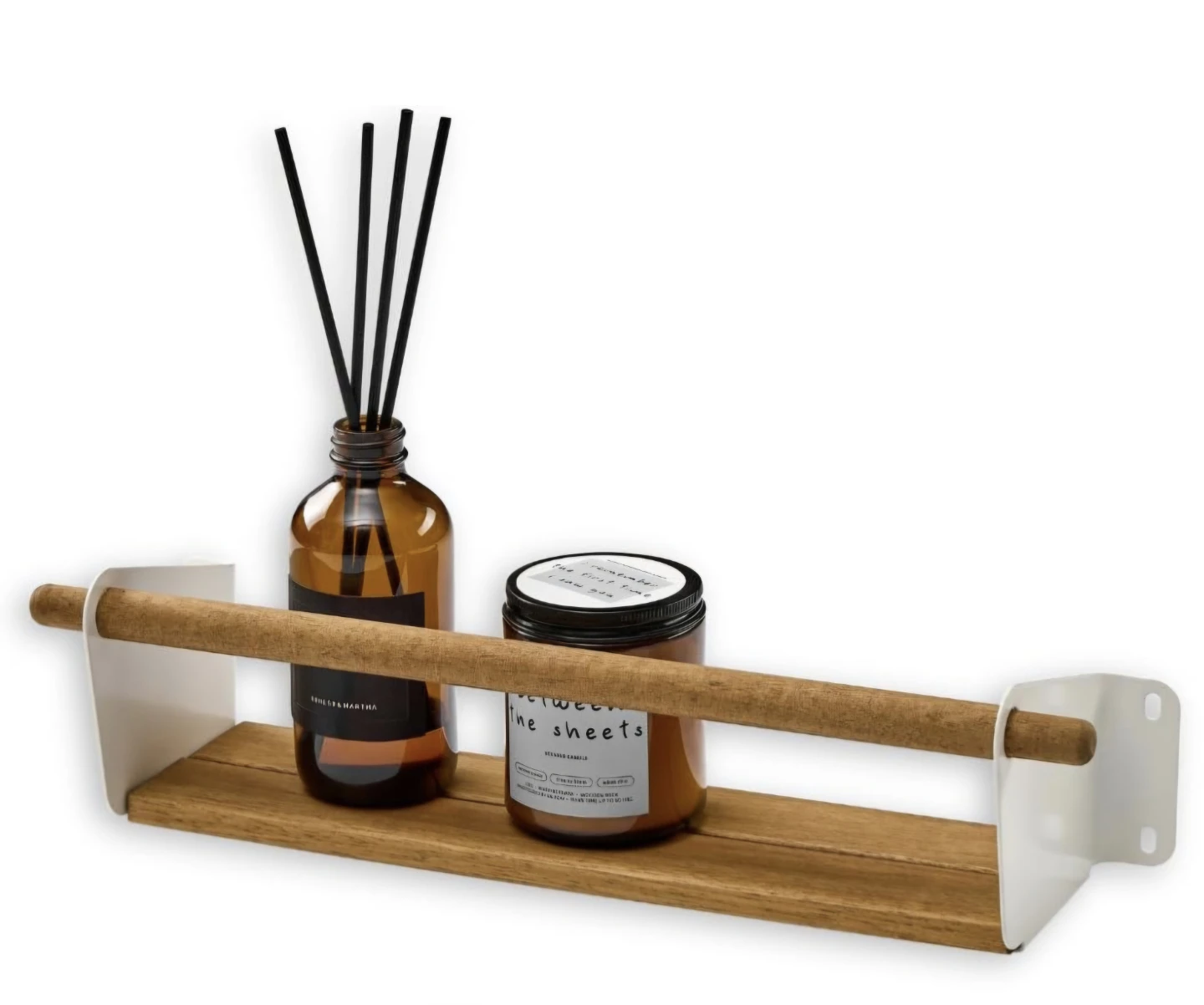 Acacia Wood Wall Mounted Floating Wall Shelves, 15"x0.8"x2.7"