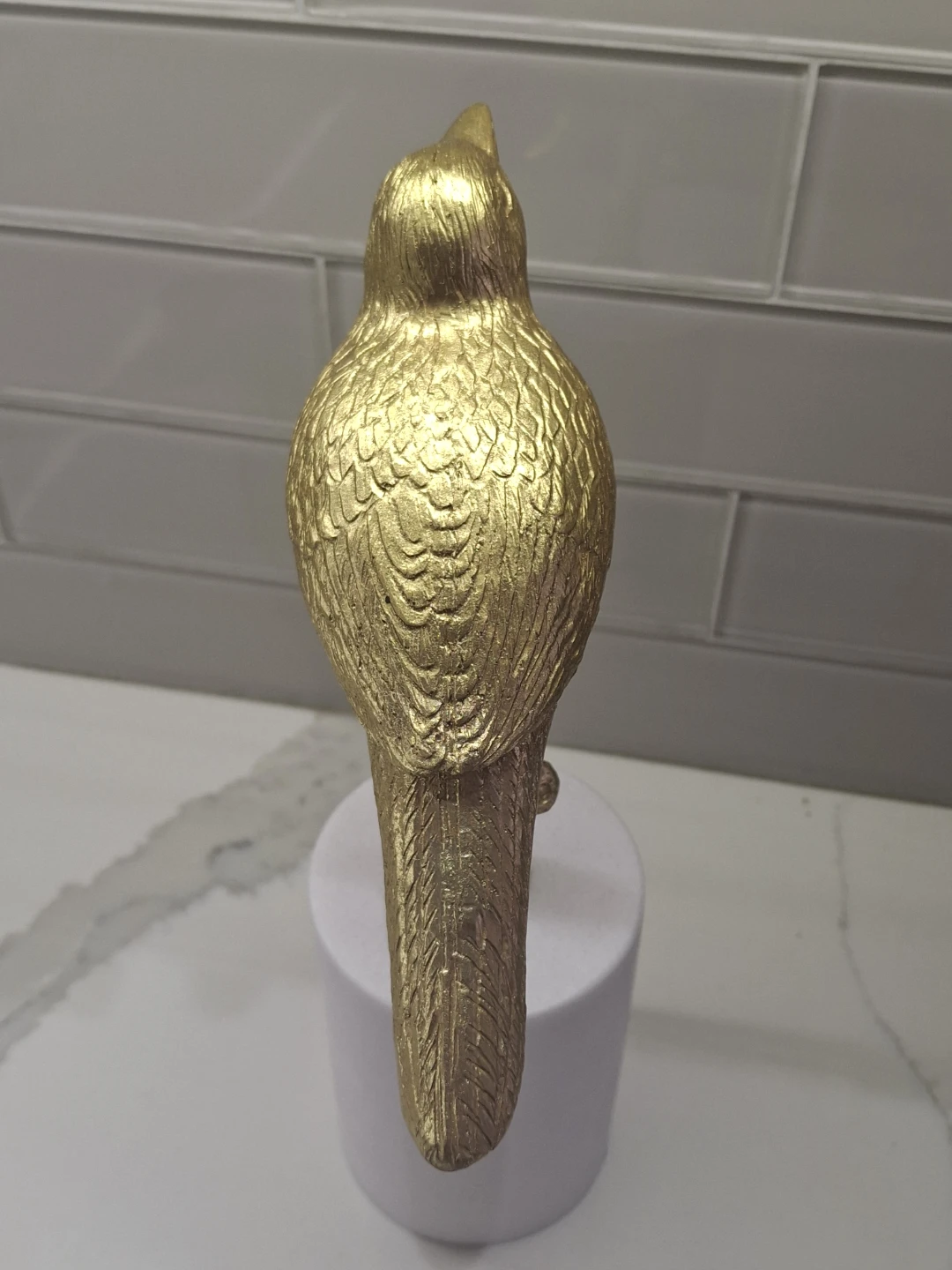 Gold Bird Figurine on White Base - photo 4