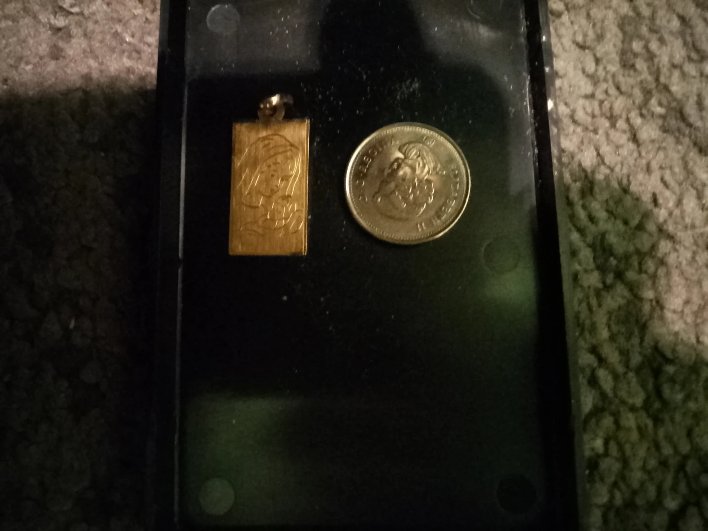 14k gold stamped mother Mary pendant
