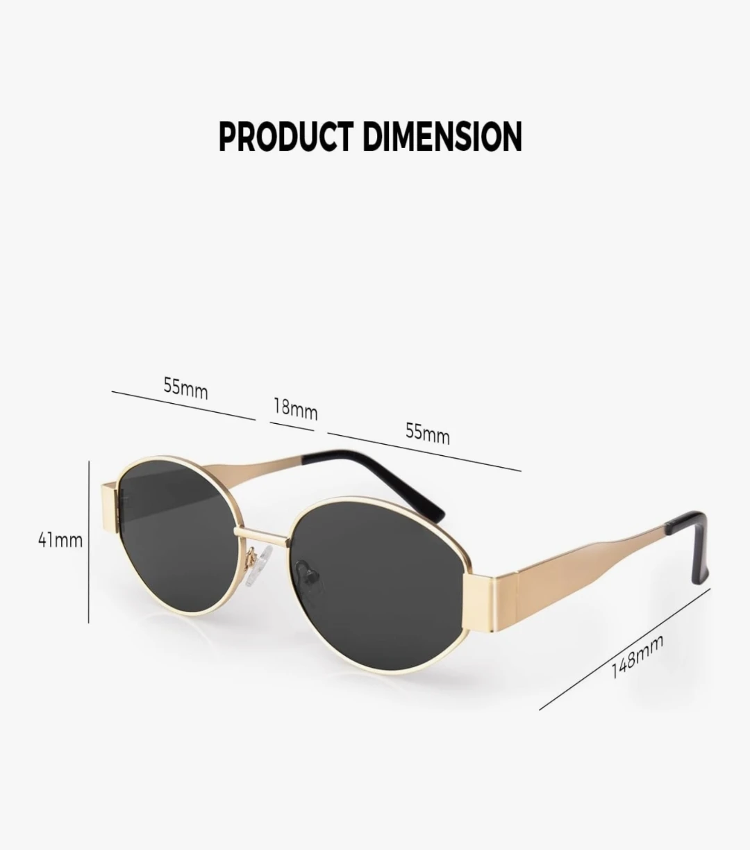 Retro Oval Sunglasses Polarized UV400 Metal Frame Unisex, Gold - photo 2