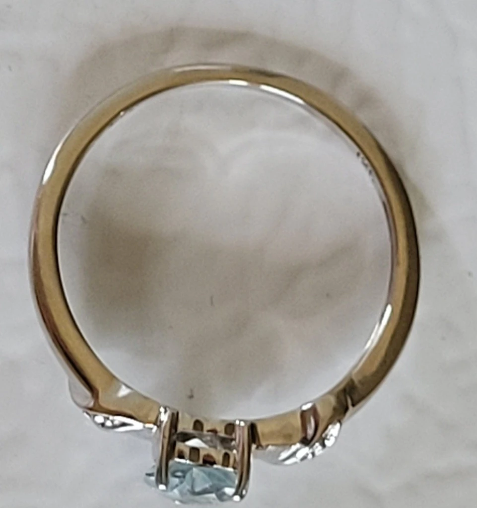 ♥️10kt White Gold Aquamarine Heart Ring Sz 6.75 - photo 5