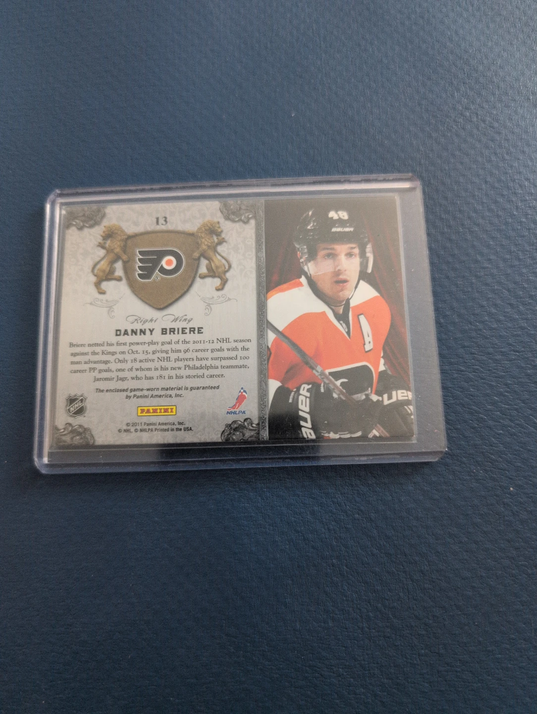 2011 Panini Crown Royale Danny Briere Game Worn Jersey Card - photo 2