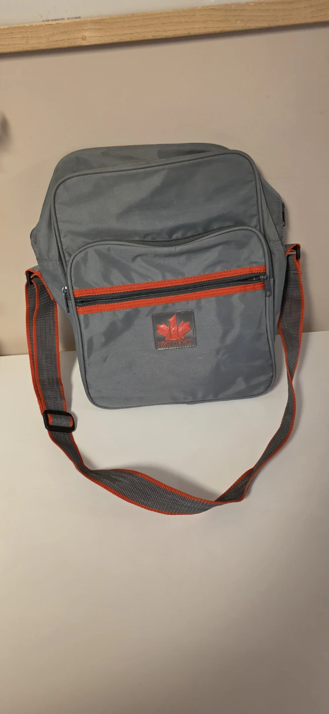 First Choice Grey Messenger Bag with Red Accents