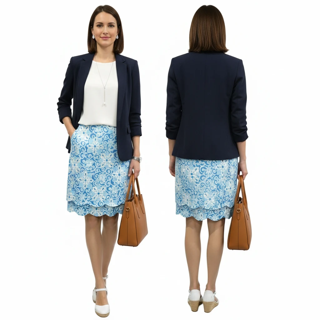 Luisa Spagnoli Floral Scalloped Hem Skirt Size US 6-8 - photo 5