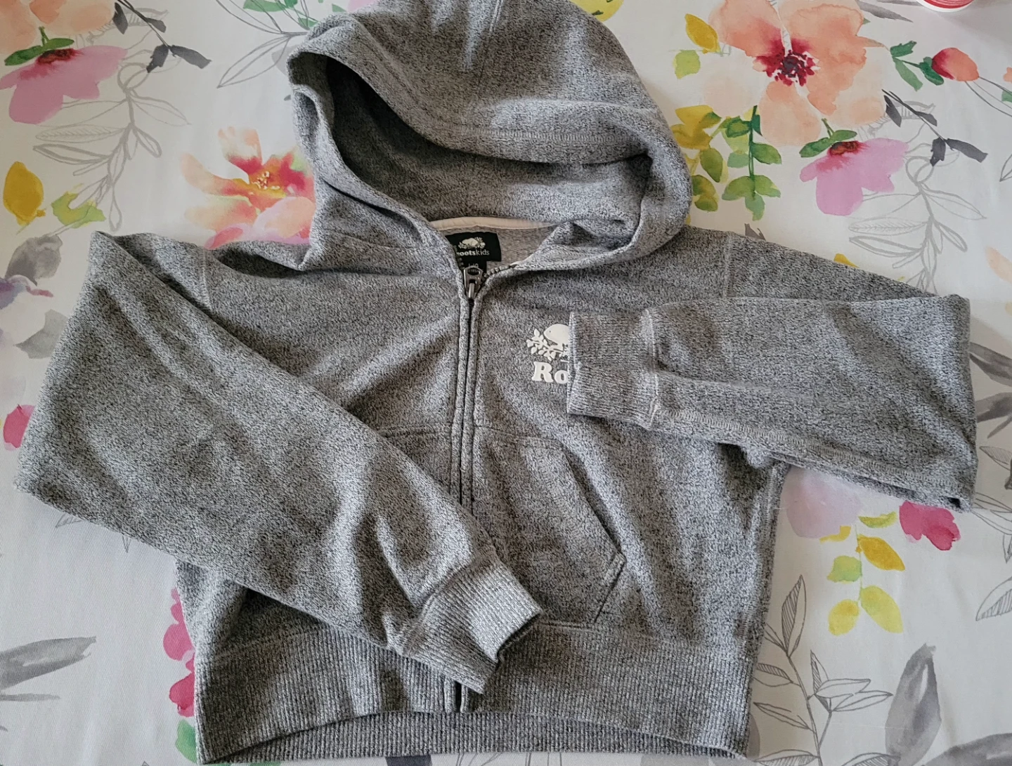 Roots Grey Zip-Up Hoodie - Size L (9-10 Years)