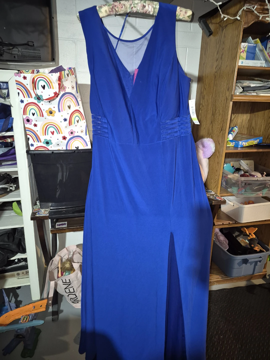 Women's Blue V-Neck Sleeveless Dress