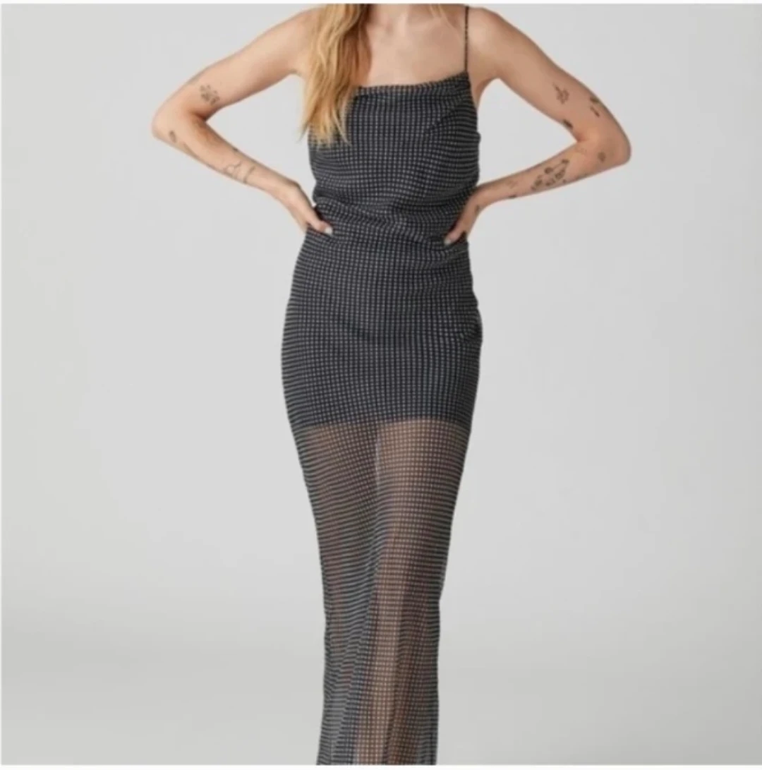Urban Outfitters Rosalie Maxi Slip Dress Black polka - photo 4