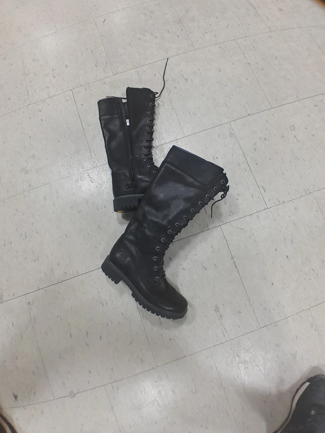 Timberland Black Leather Tall Lace-Up Boots Women's 7 - photo 4
