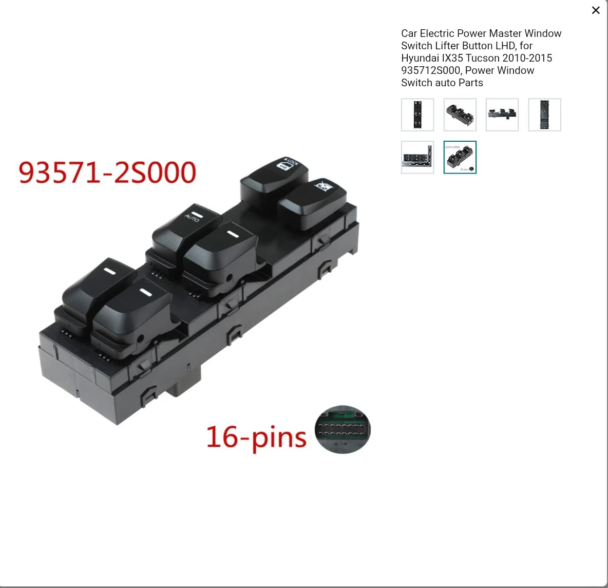 Power Window Master Switch for Hyundai IX35 93571-2S000