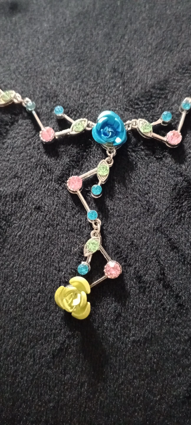 Vintage 🔥 Rhinestone Flower Charm Necklace - photo 3