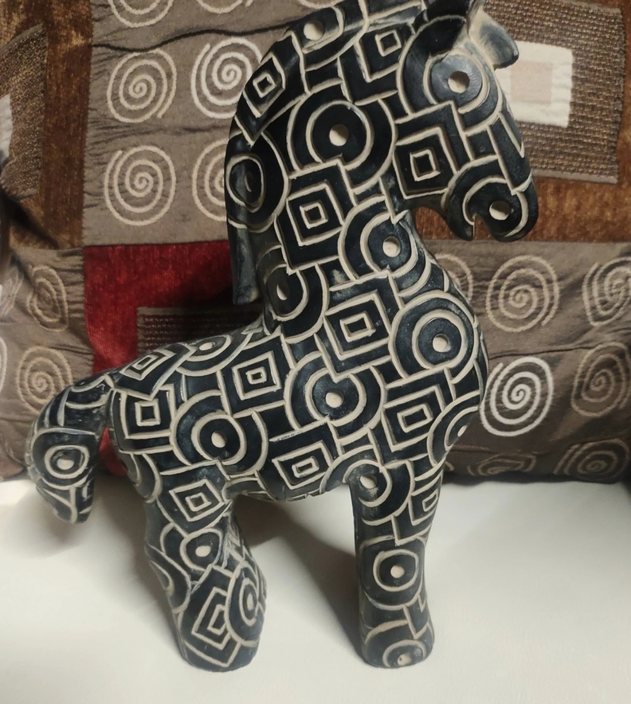 Decorative Horse Figurine with Geometric Pattern