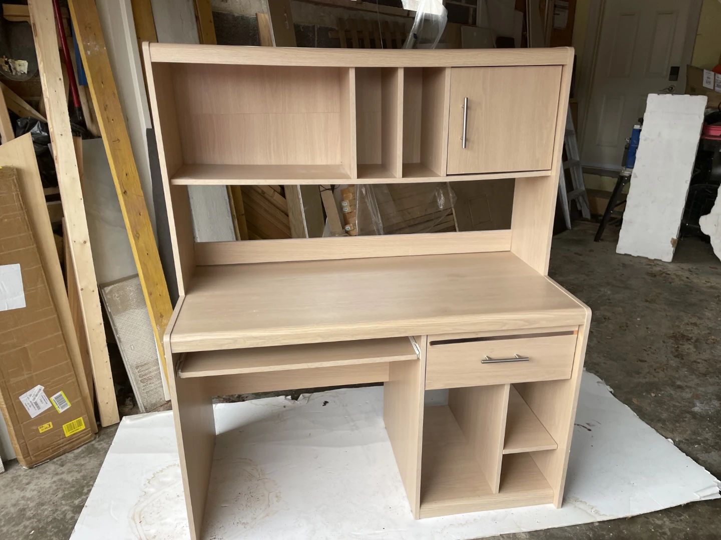 Free Light Wood Desk with Hutch and Shelving - photo 2
