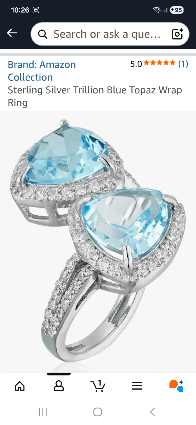 Amazon Collection Sterling Silver Trillion Blue Topaz Wrap Ring - photo 3