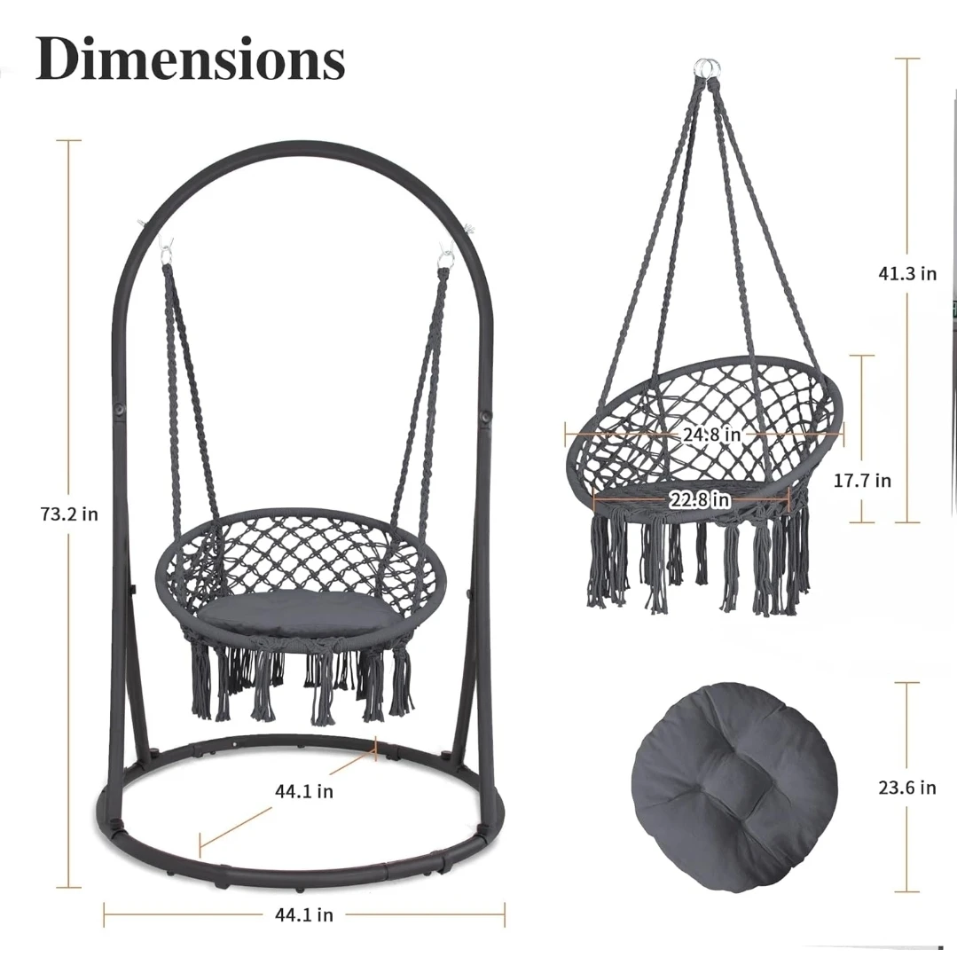 Macrame Hanging Swing Chair with Stand