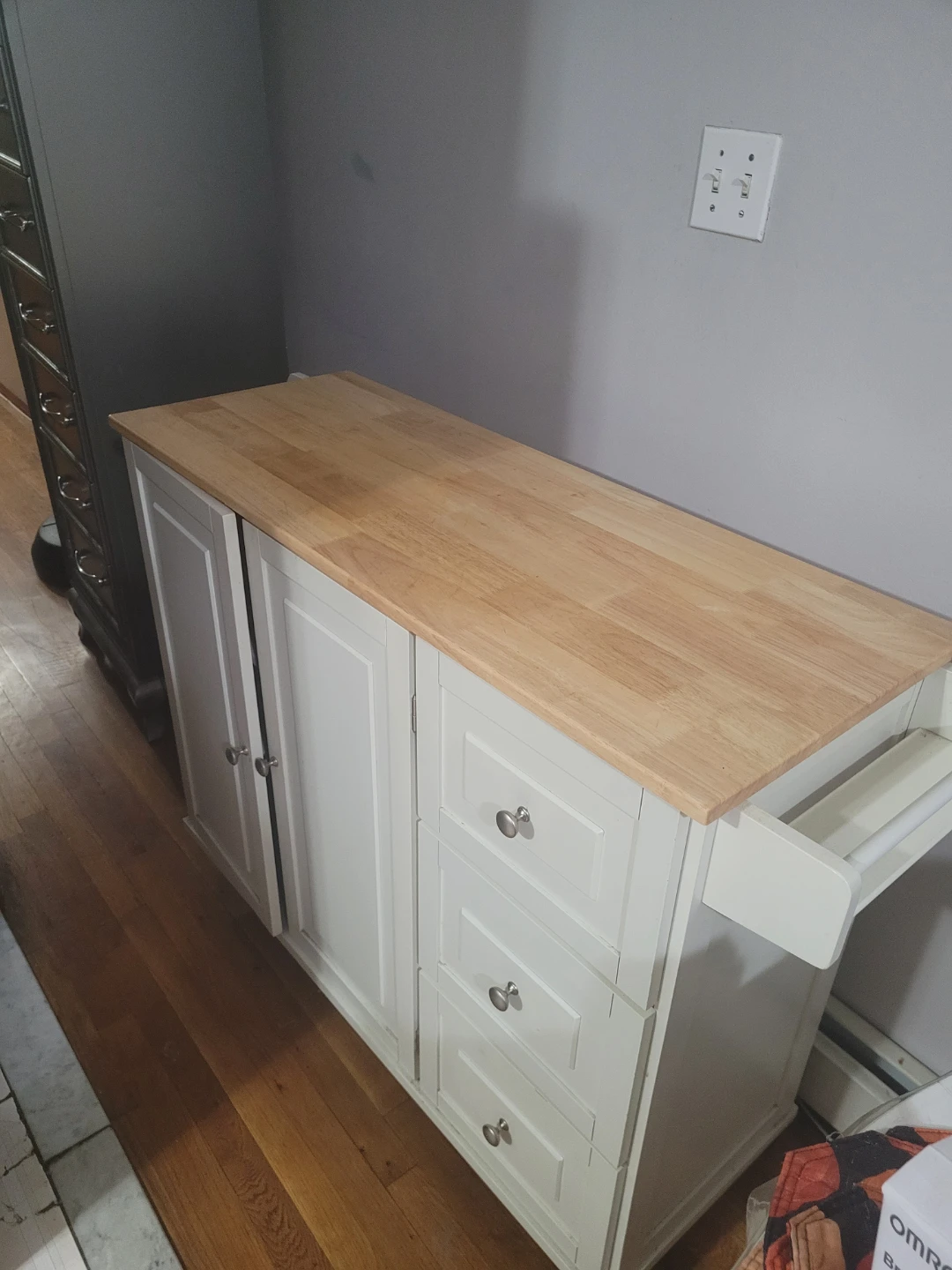 Kitchen Island Cart with Butcher Block Top