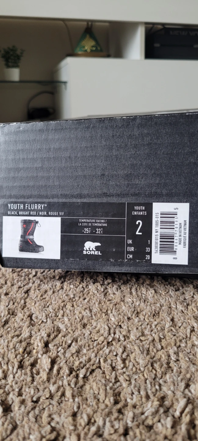 Sorel Youth Flurry Winter Boots Black Red Size 2 - photo 4