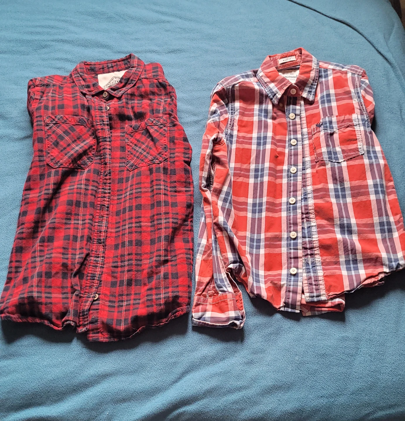 Two Plaid Button-Up Shirts - Abercrombie & Fitch