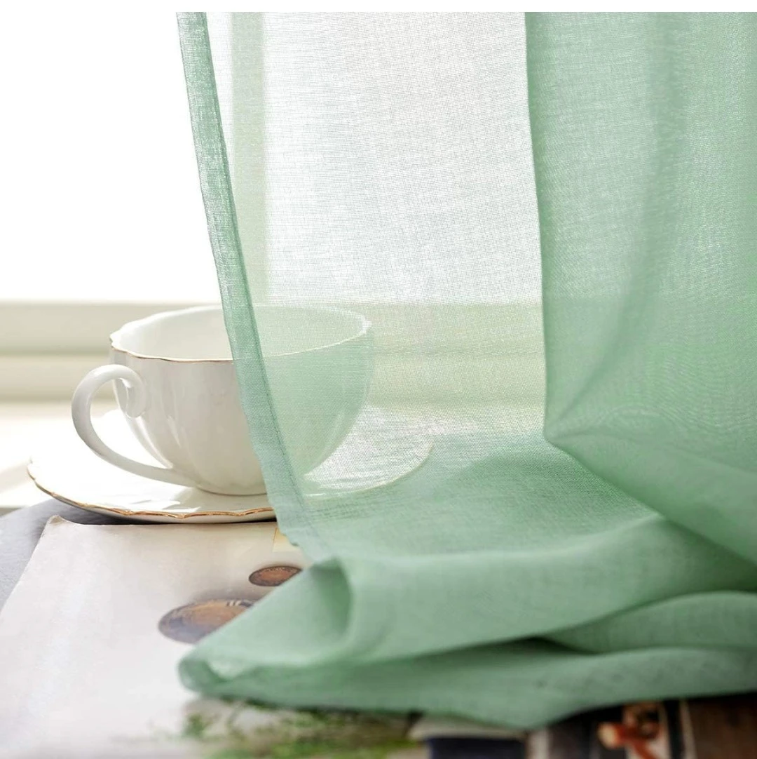 TOAVA DECO Sheer Curtains - Light Green - photo 3
