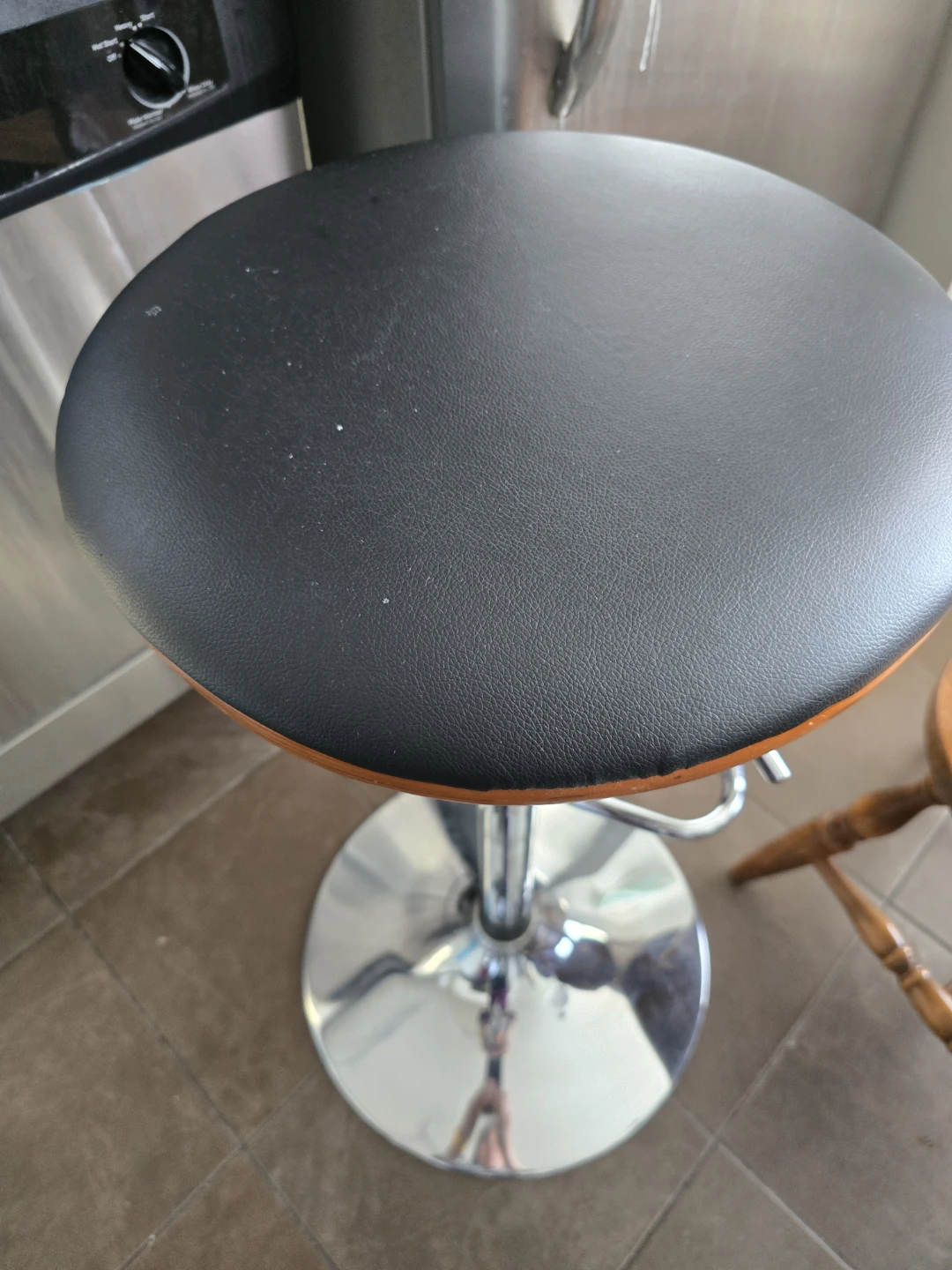 Adjustable Bar Stool - Black and Wood Finish - photo 2