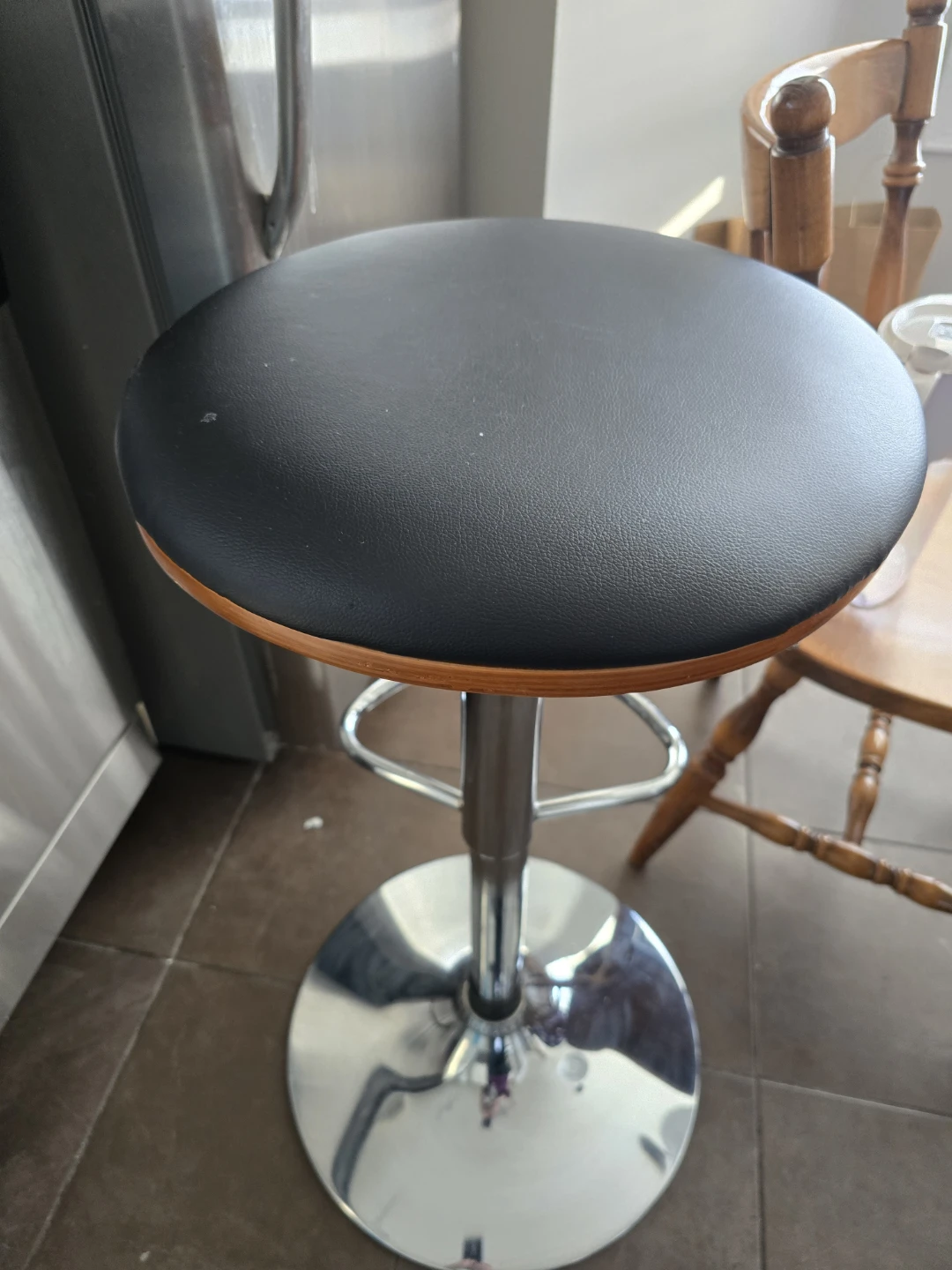 Adjustable Bar Stool - Black and Wood Finish - photo 3