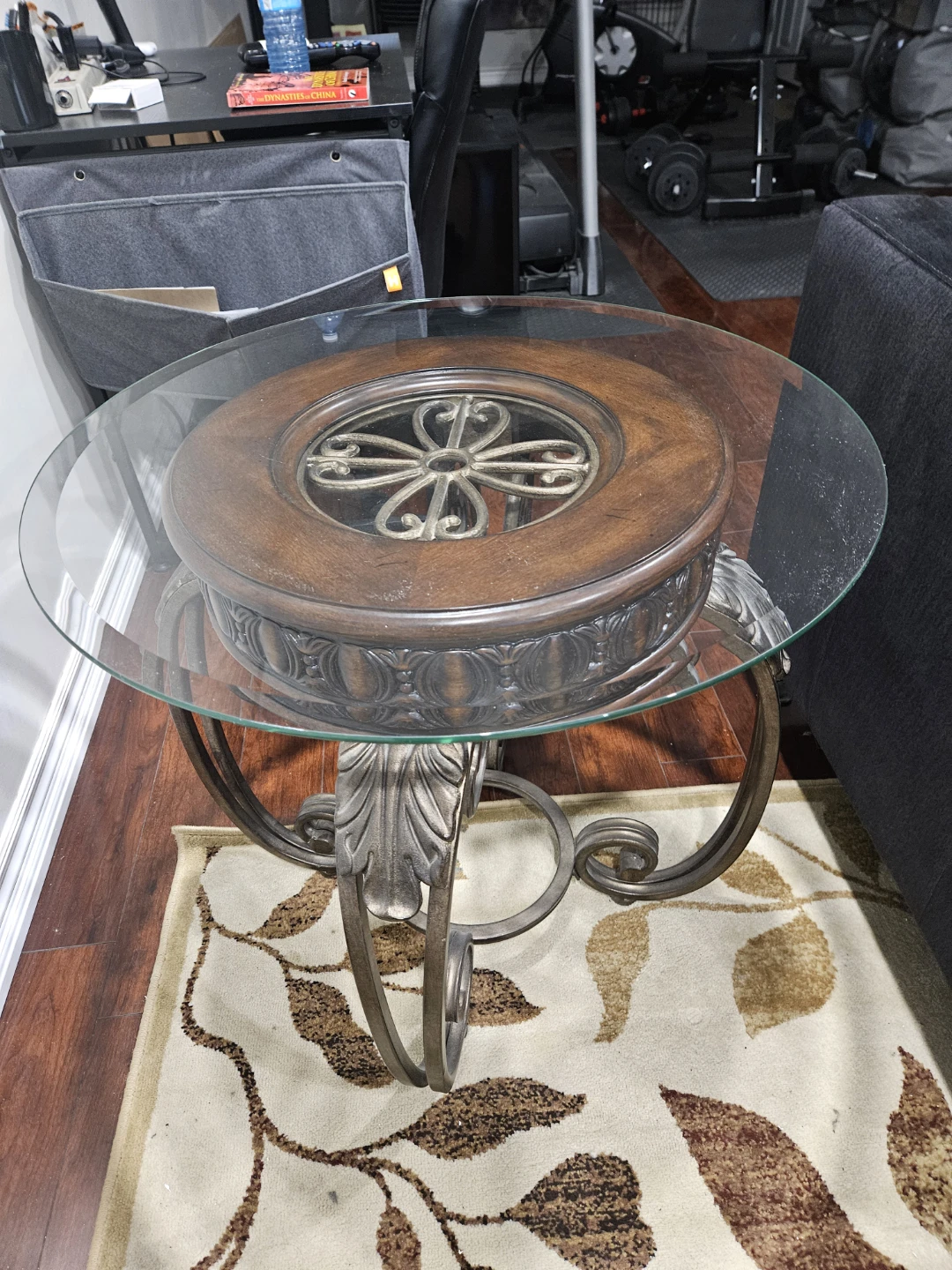 Round Glass Top Accent Table