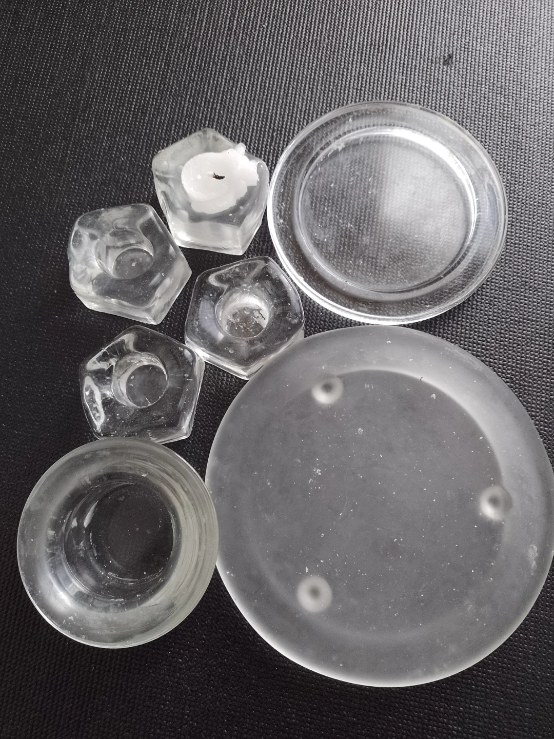 Set of 43 Clear Glass Candle Holders.