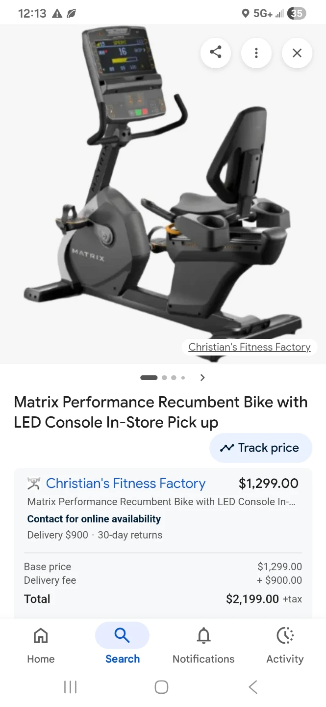 Matrix Performance Recumbent Bike with LED Console