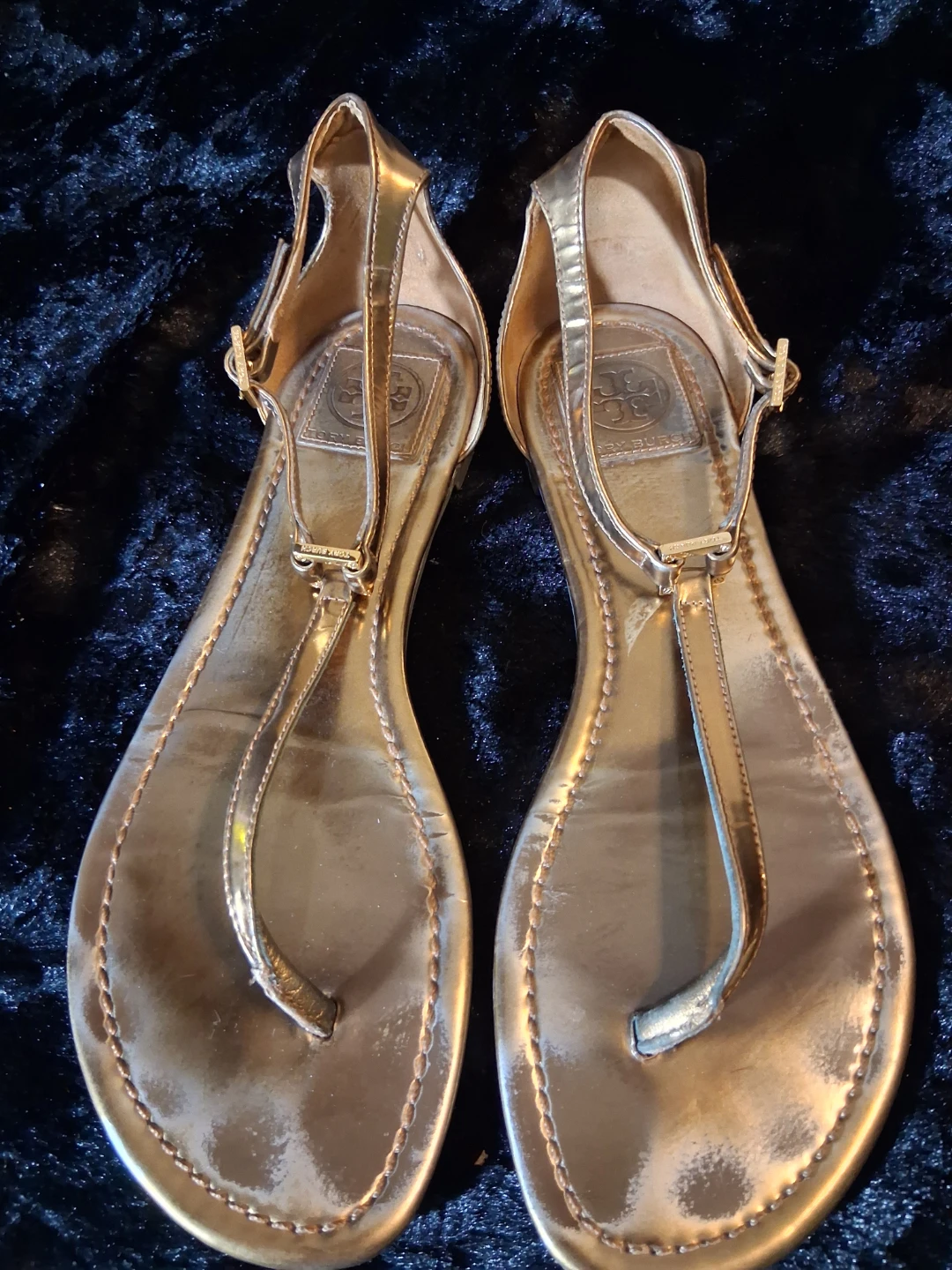 Tory Burch Women's Gold Metallic Leather Miller Thong Sandals - photo 2