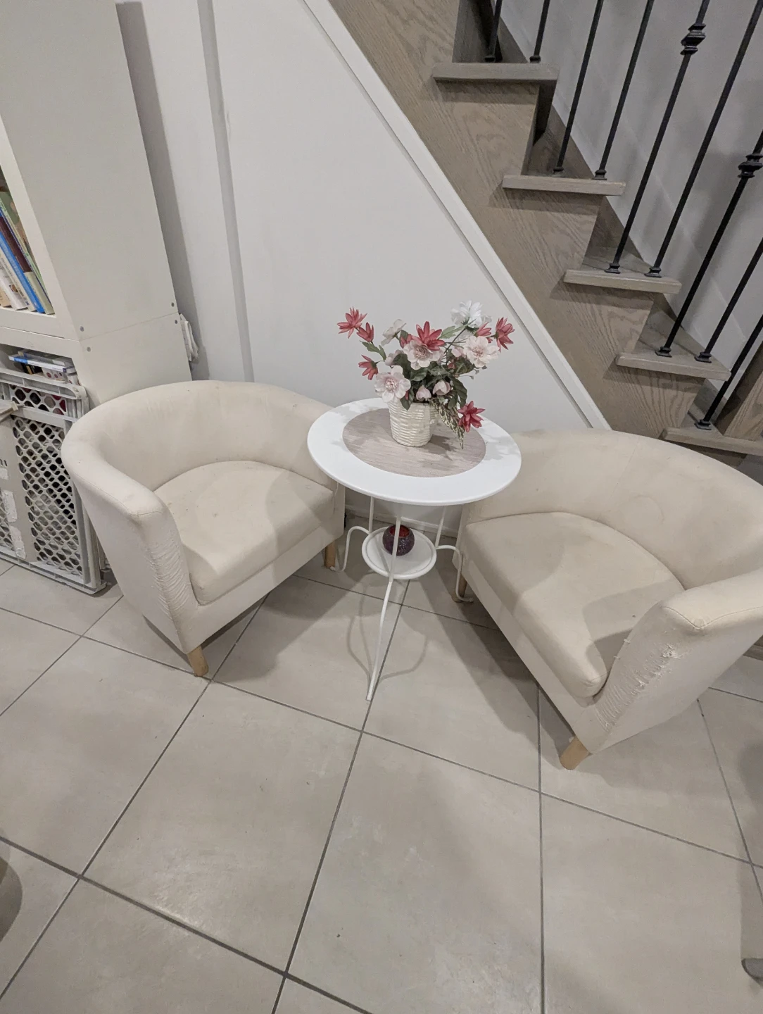 Cream Upholstered Accent Chair