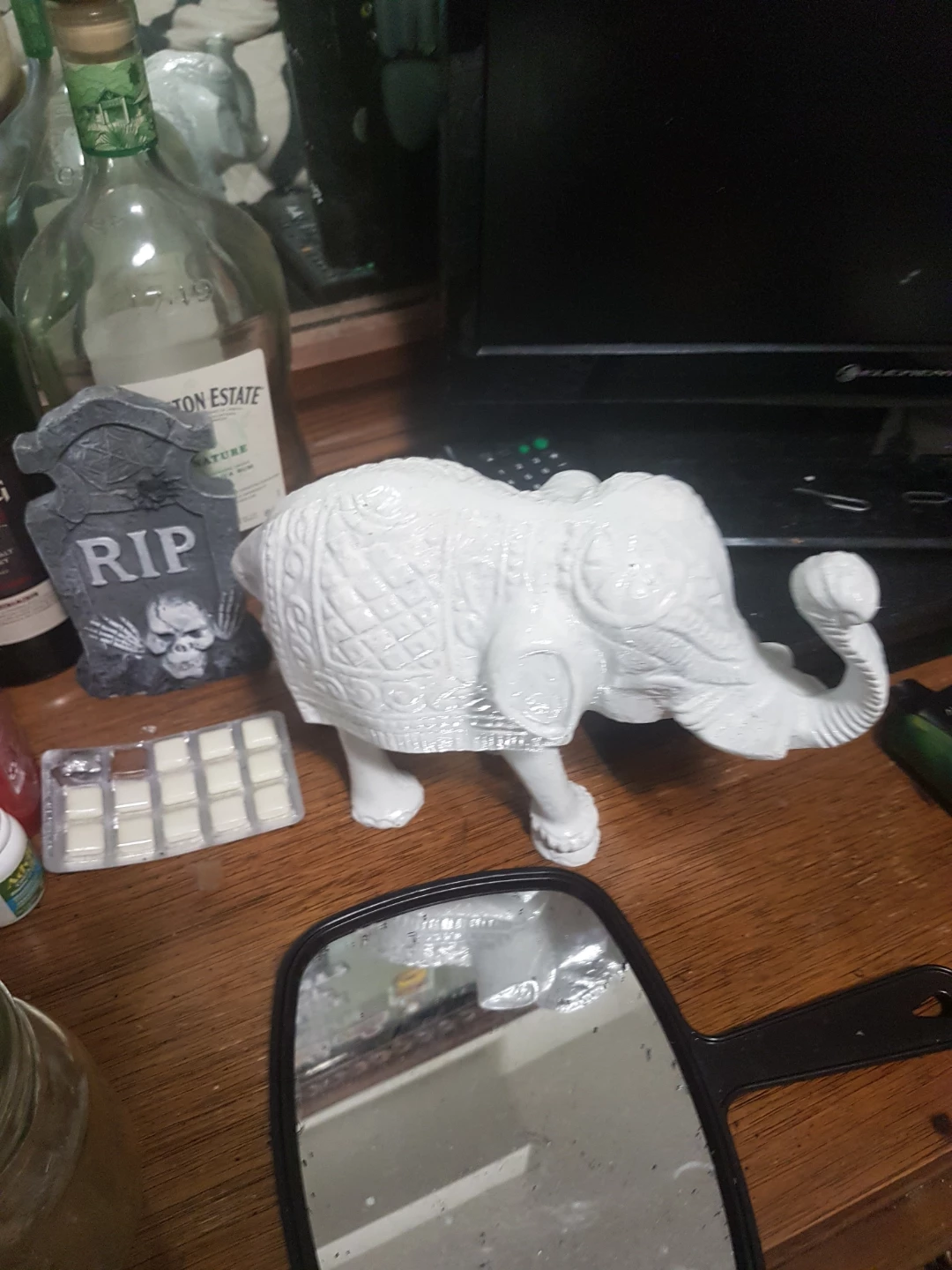 Vintage cast iron White Decorative Elephant Figurine