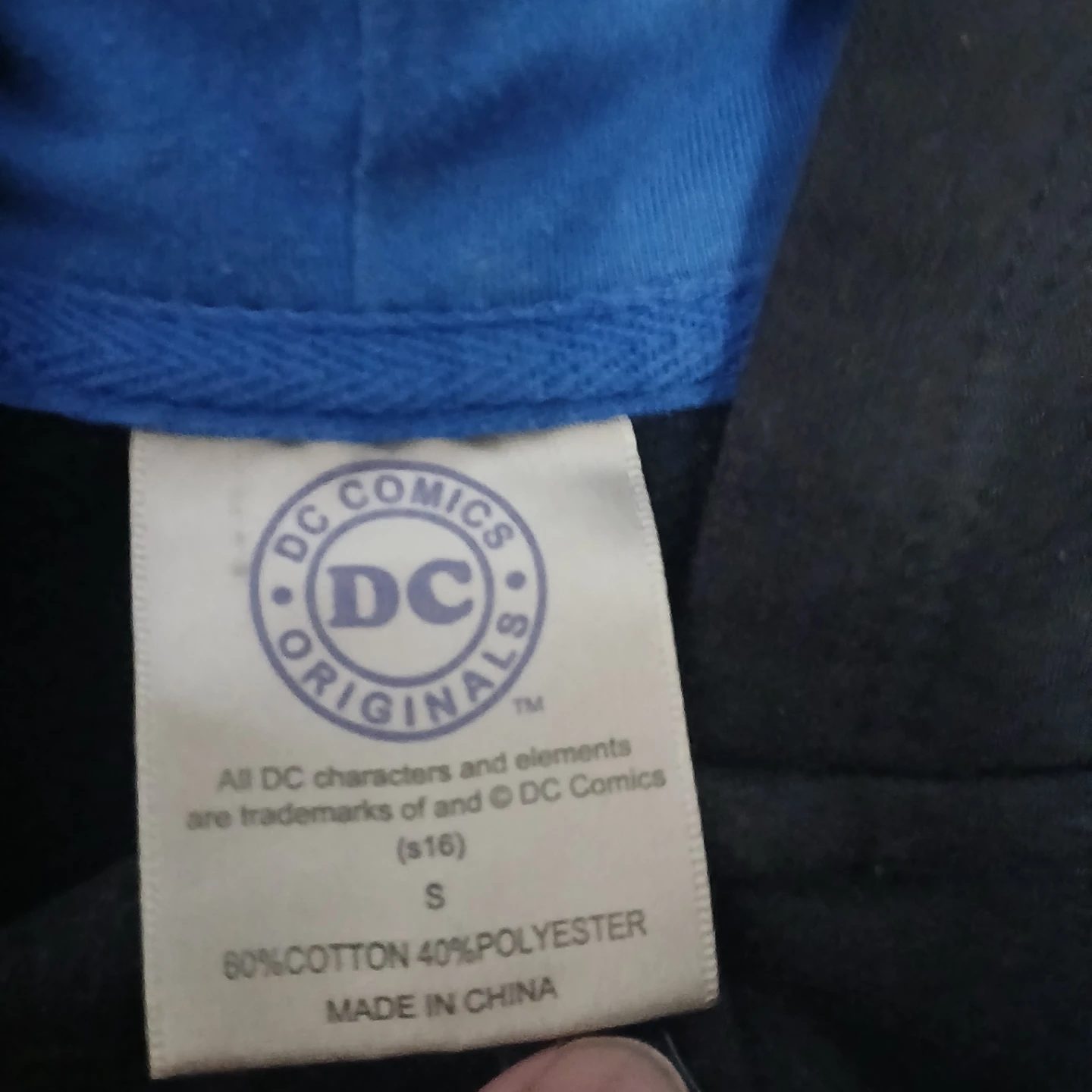 DC Comics Originals Black & Blue Zip-Up Hoodie - Size S - photo 2