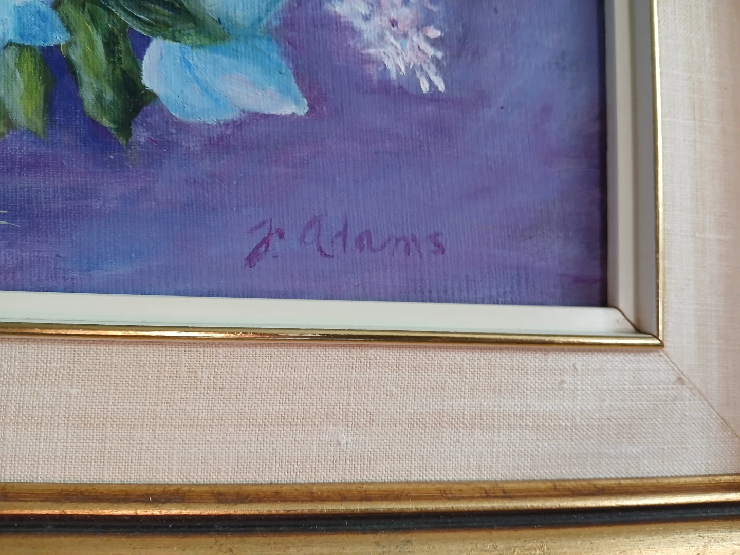 Framed Oil Painting of Flowers by J. Adams - photo 2