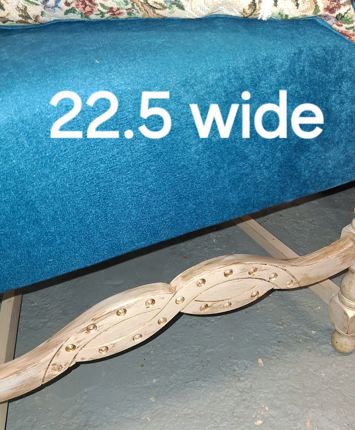 Teal Accent Chair with Floral Tapestry - photo 4