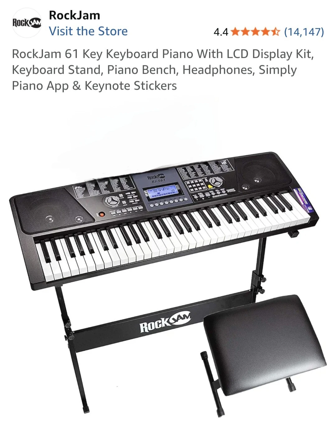 NEW RockJam RJ-561 61-Key Electronic Keyboard Piano Kit