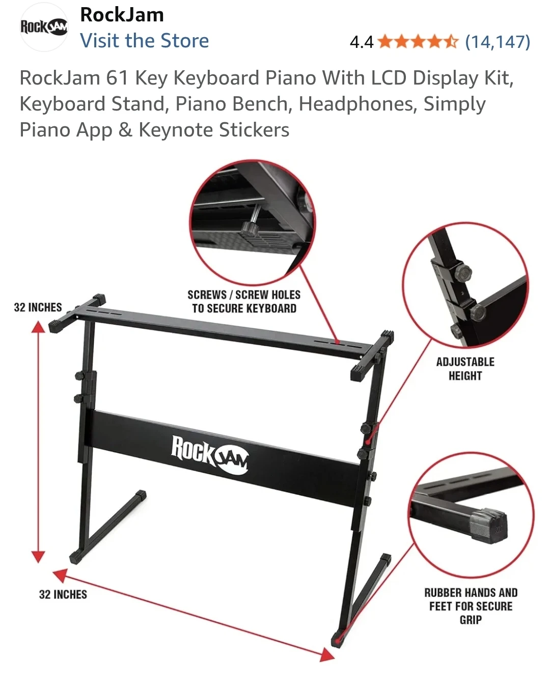 NEW RockJam RJ-561 61-Key Electronic Keyboard Piano Kit - photo 4