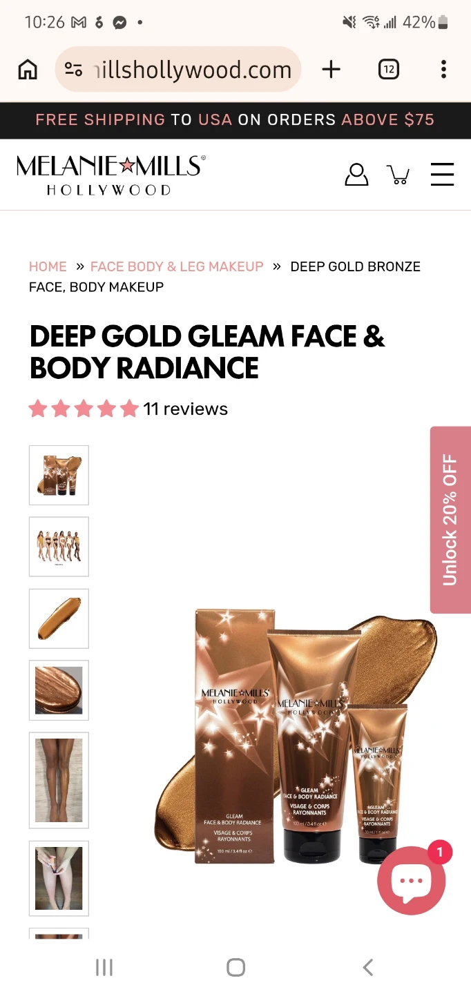 Melanie Mills Hollywood Gleam Body Radiance - Deep Gold Bronze