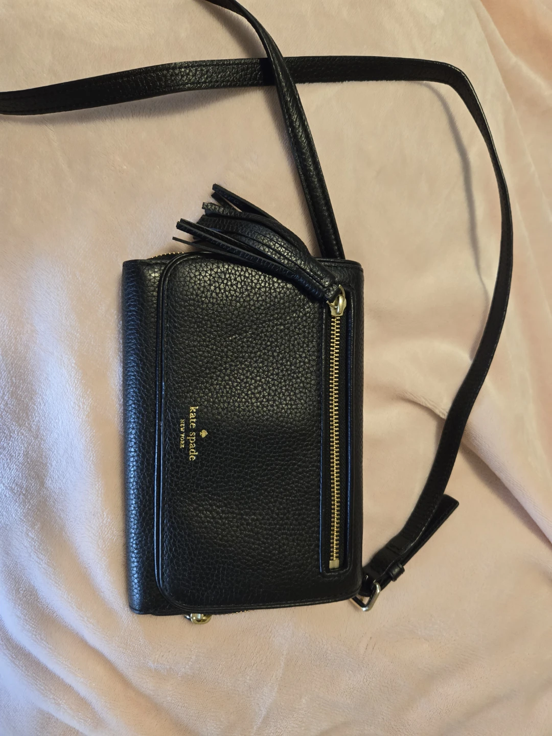 Kate Spade Black Leather Wallet with Strap