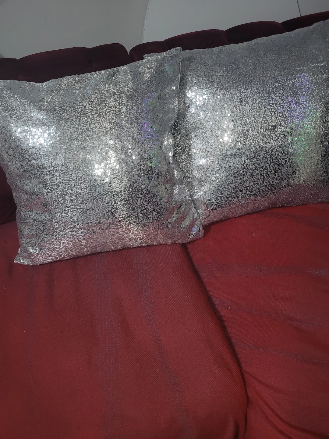 Silver Sequin Throw Pillow - photo 2