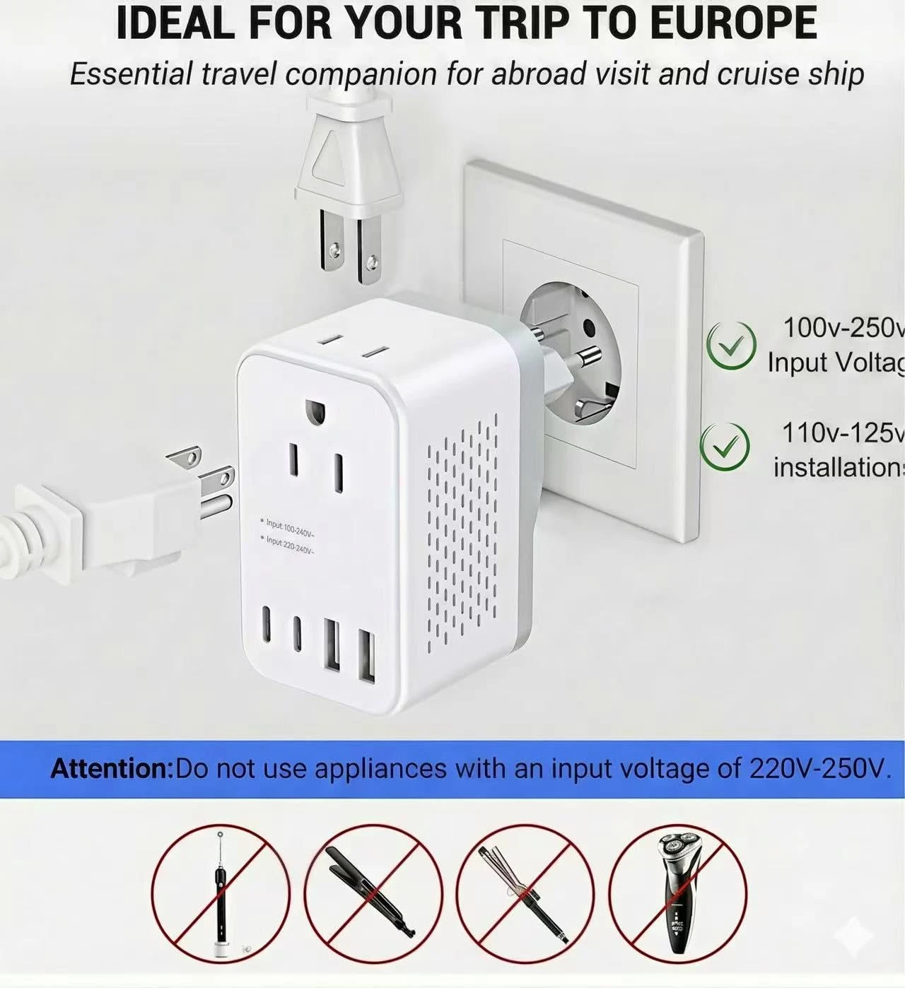 Travel Adapter 220V to 110V Voltage Converter New in Box - photo 2