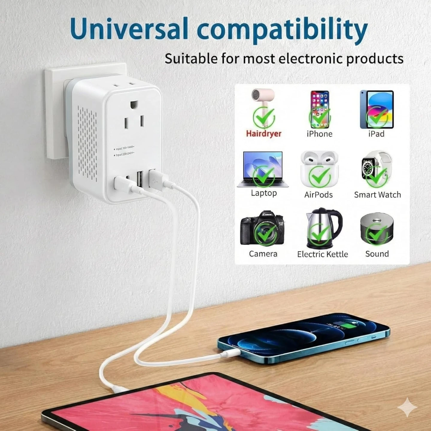 Travel Adapter 220V to 110V Voltage Converter New in Box - photo 5