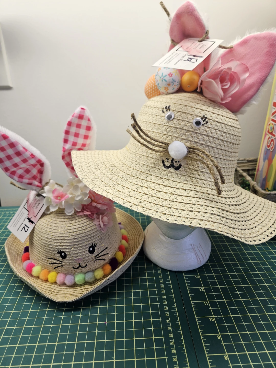 Easter Bunny Straw Hats 10 ea