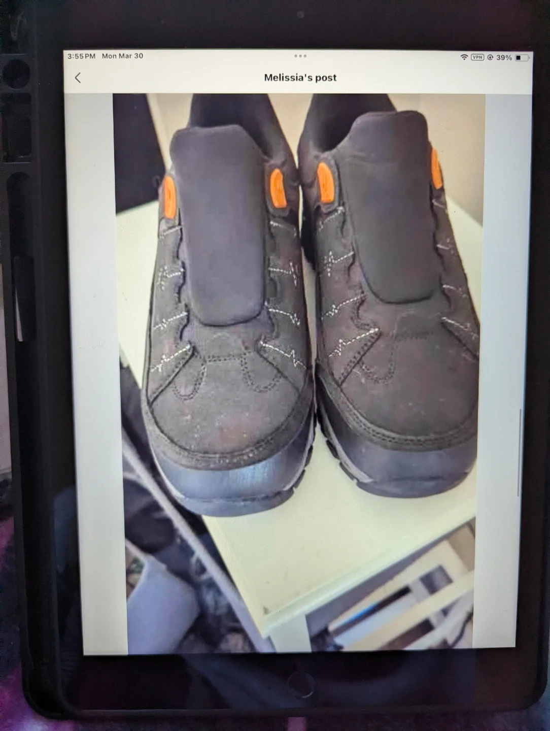 Dark Grey Shoes with Orange Accents