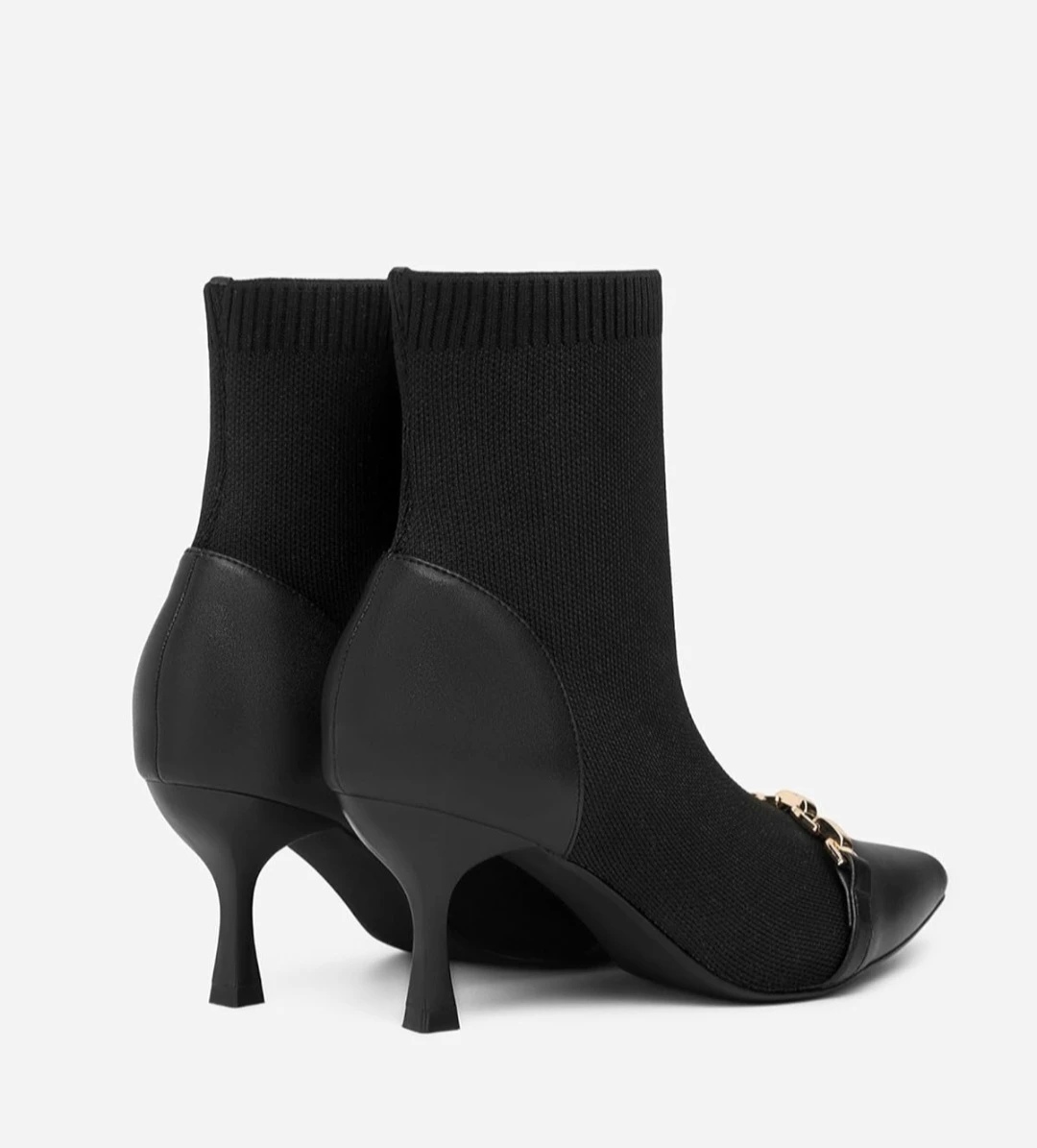 Black Sock Boots with Gold Chain Detail - photo 3