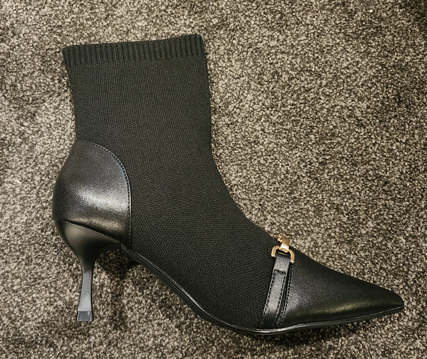 Black Sock Boots with Gold Chain Detail - photo 4
