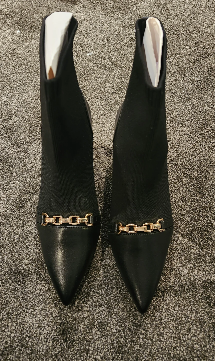 Black Sock Boots with Gold Chain Detail - photo 5