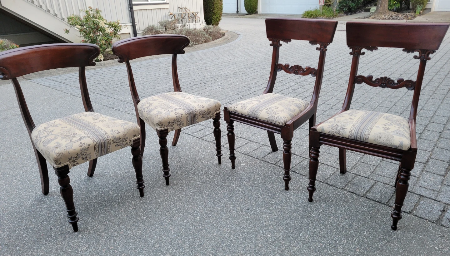 Beautiful Antique Victorian Chairs. Mahogany & Toile Upholstery. - photo 2