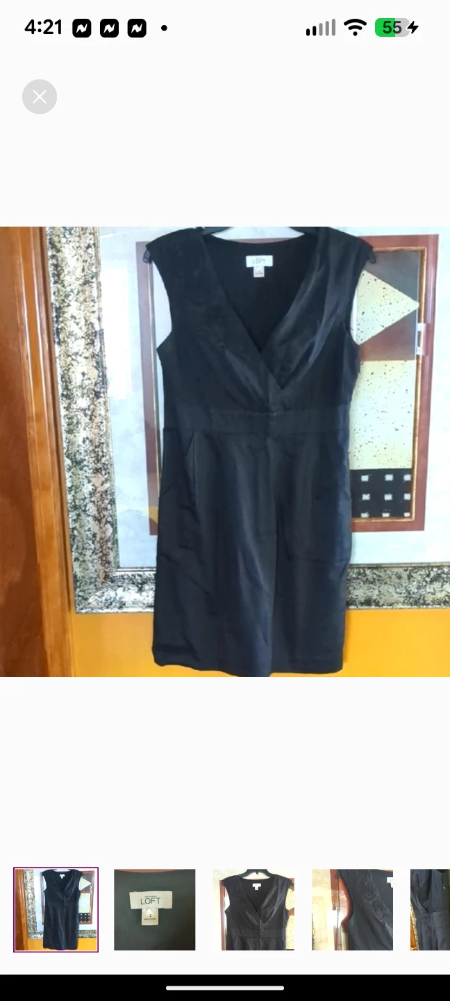 LOFT Black Sleeveless V-Neck Sheath Midi Dress