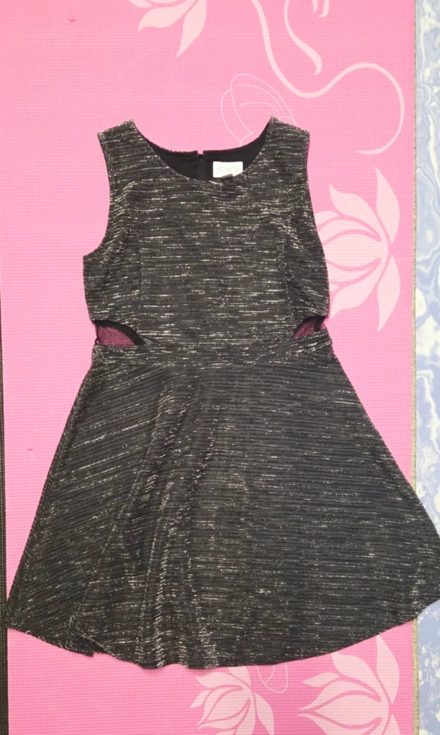 The Children's Place Black & Gold Glitter Dress XL/TG 14