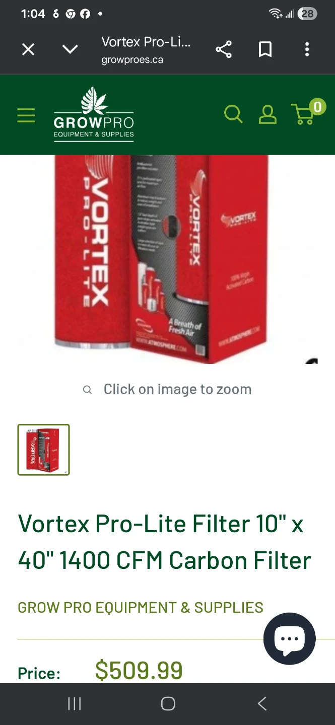 Vortex Pro-Lite Carbon Filter 10" x 40" - New in Box