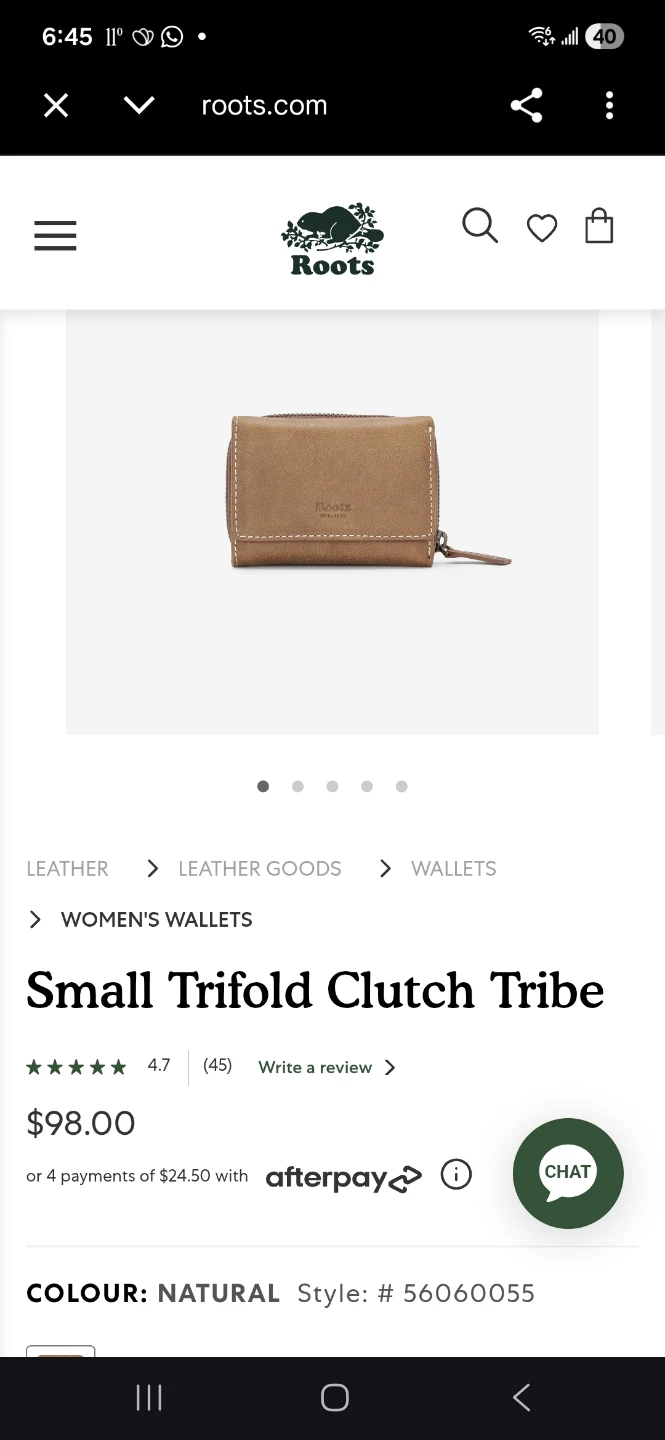 Roots Tri-Fold Clutch Tribe Wallet